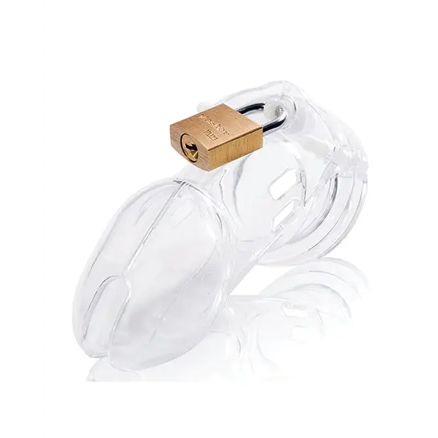 CB-6000 3 1/4’’ Cock Cage & Lock Set - Clear - Bondage Blindfolds & Restraints