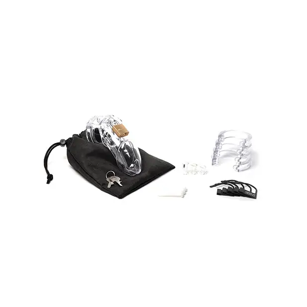CB-6000 3 1/4’’ Cock Cage & Lock Set - Clear - Bondage Blindfolds & Restraints