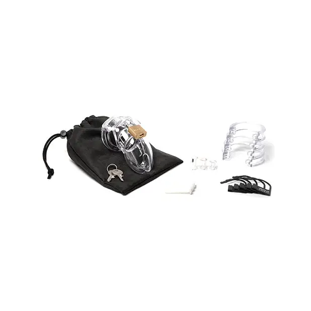 CB-6000S 2 1/2’’ Cock Cage & Lock Set - Clear - Bondage Blindfolds & Restraints