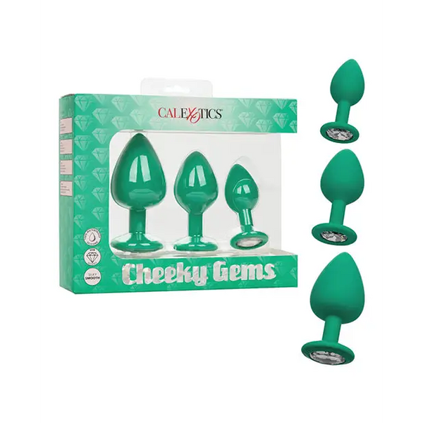 Cheeky Gems 3 pc Plug Set - Green - Anal Products