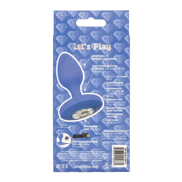 Cheeky Gems Medium Rechargeable Vibrating Probe - Blue - Anal Products