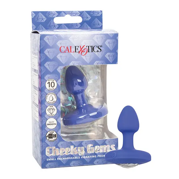 Cheeky Gems Small Rechargeable Vibrating Probe - Blue - Anal Products