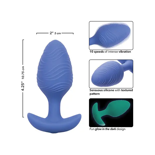 Cheeky Glow in the Dark Vibrating Butt Plug - Large Blue - Anal Products