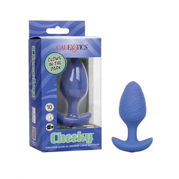 Cheeky Glow in the Dark Vibrating Butt Plug - Large Blue - Anal Products