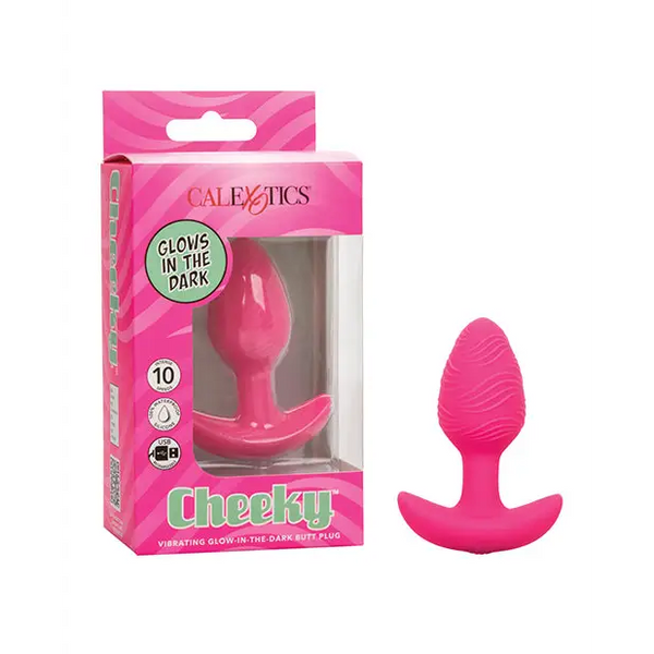 Cheeky Glow in the Dark Vibrating Butt Plug - Pink - Anal Products