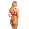 Cherry Strappy Lace Unlined Underwire Bra w/Heart Ring Detail & Panty Red LG - Lingerie - Hanging