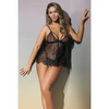 Classic Fine Lace Sheer Triangle Cup Babydoll & G-String Black O/S - Lingerie - Packaged