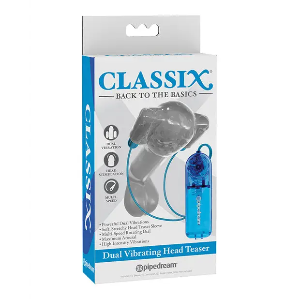 Classix Dual Vibrating Head Teaser - Blue/Clear - Dolls & Masturbators