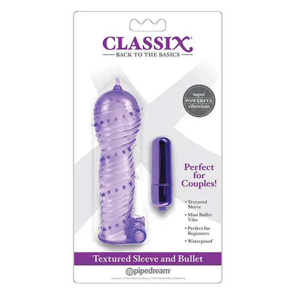 Classix Textured Sleeve & Bullet - Purple - Penis Enhancement