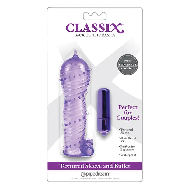 Classix Textured Sleeve & Bullet - Purple - Penis Enhancement