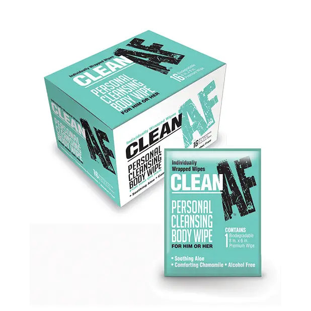 Clean AF Personal Cleansing Body Wipes - Box of 16 - Body & Bath Products