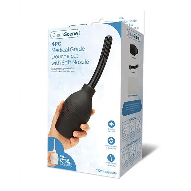 CleanScene 4 Pc Medical Grade Douche Set w/Soft Nozzle - Anal Products