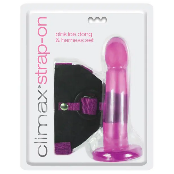 Climax Strap On Pink Ice Dong & Harness Set - Strap Ons