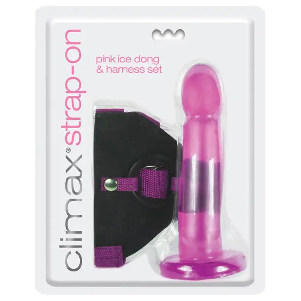 Climax Strap On Pink Ice Dong & Harness Set - Strap Ons