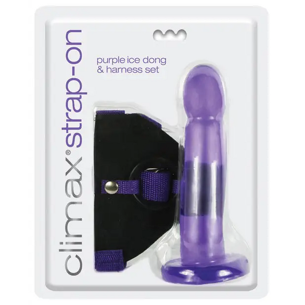 Climax Strap On Purple Ice Dong & Harness Set - Strap Ons