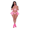 Club Candy Halter Open Cup Bra Skirt & Thong Pink QN - Lingerie - Plus/Queen - Packaged