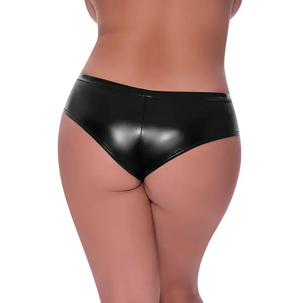 Club Candy Low Rise Split Crotch Boy Short Black QN - Lingerie - Plus/Queen - Packaged