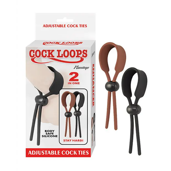 Cock Loops Adjustable Cock Ties - Brown/Black - Penis Enhancement