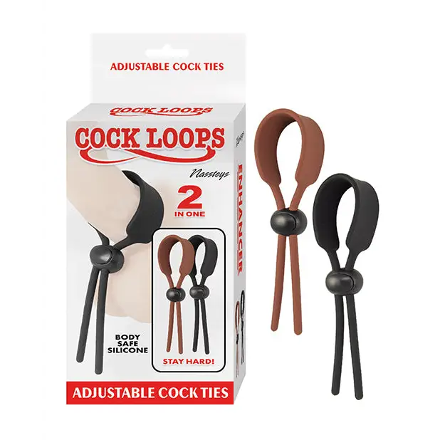 Cock Loops Adjustable Cock Ties - Brown/Black - Penis Enhancement