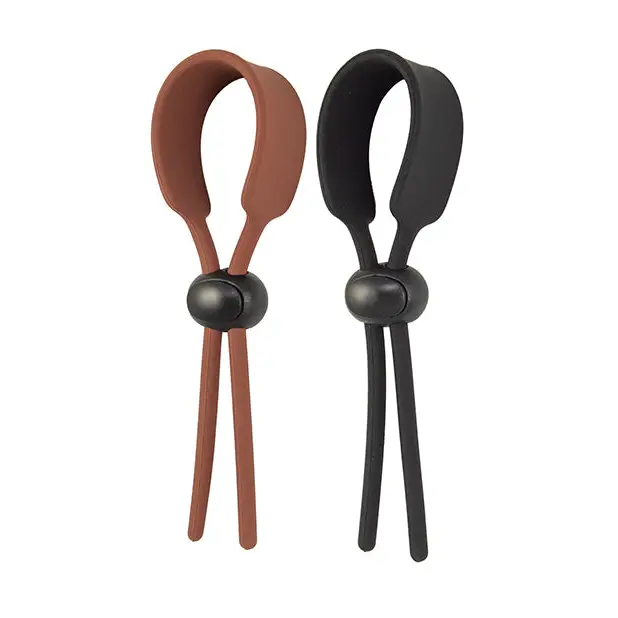 Cock Loops Adjustable Cock Ties - Brown/Black - Penis Enhancement