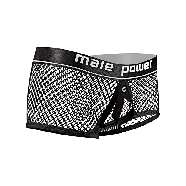 Cock Pit Fishnet Mini Cock Ring Short Black SM - Lingerie - Packaged