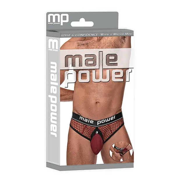 Cock Pit Fishnet Cock Ring Thong Red L/XL - Lingerie - Packaged