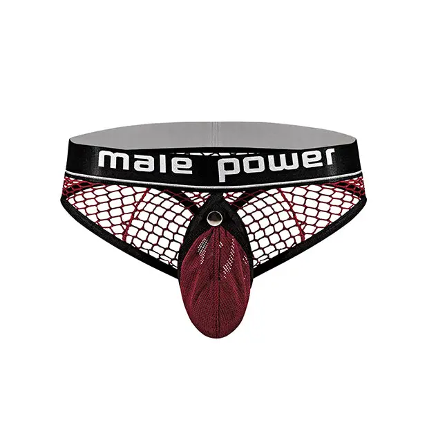 Cock Pit Fishnet Cock Ring Thong Red S/M - Lingerie - Packaged