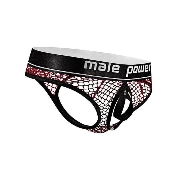 Cock Pit Fishnet Cock Ring Thong Red S/M - Lingerie - Packaged