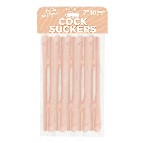 Cock Suckers Pecker Straws - Vanilla Lovers Pack of 10 - Bachelorette & Party Supplies