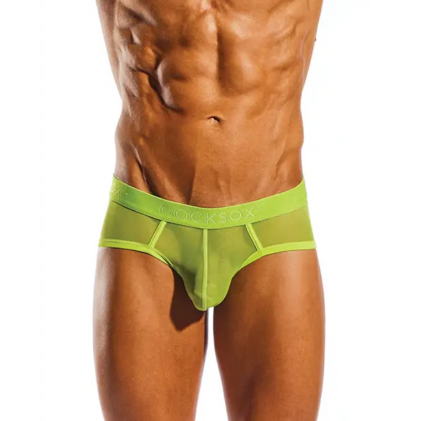 Cocksox Mesh Contour Pouch Sports Brief Citrus Green SM - Lingerie - Hanging