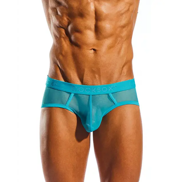 Cocksox Mesh Contour Pouch Sports Brief Tonic Blue SM - Lingerie - Hanging