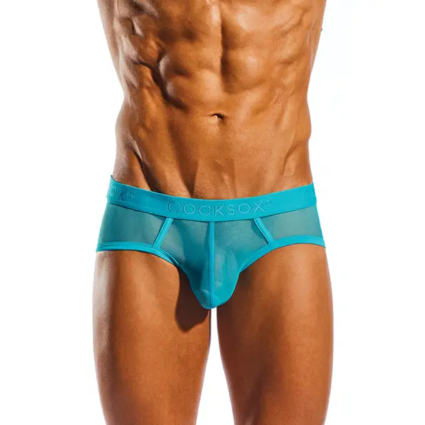 Cocksox Mesh Contour Pouch Sports Brief Tonic Blue XL - Lingerie - Hanging
