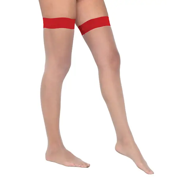 Colored Silicone Stay Up Stockings Red O/S - Lingerie - Hanging