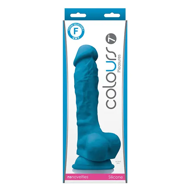 Colours Pleasures 7’’ Dong w/Balls & Suction Cup - Blue - Dongs & Dildos