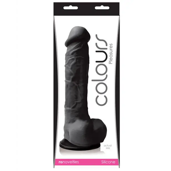 Colours Pleasures 8’’ Dildo w/Suction Cup - Black - Dongs & Dildos