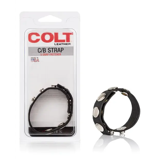 COLT Leather C/B Strap 5 Snap Fastener - Black - Strap Ons