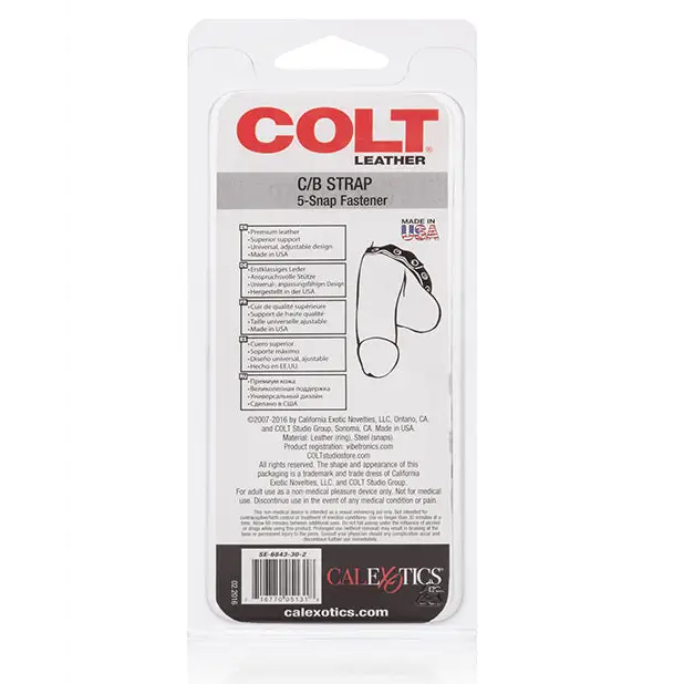 COLT Leather C/B Strap 5 Snap Fastener - Black - Strap Ons