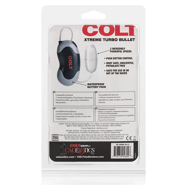 COLT Xtreme Turbo Bullet Power Pack Waterproof - 2 Speed Silver - Gay & Lesbian Products