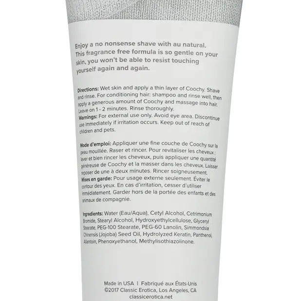 COOCHY Shave Cream - 3.4 oz Au Natural - Body & Bath Products