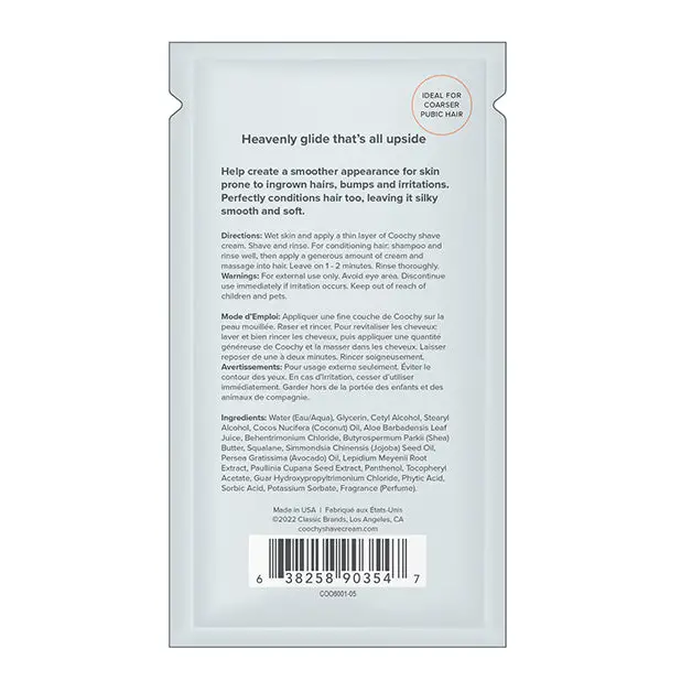 COOCHY Ultra Hydrating Shave Cream Foil -.35 oz Mango Coconut - Body & Bath Products