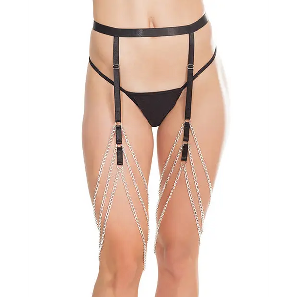 Coquette Darque Elastic & Chain Garterbelt BK O/S - Lingerie - Packaged