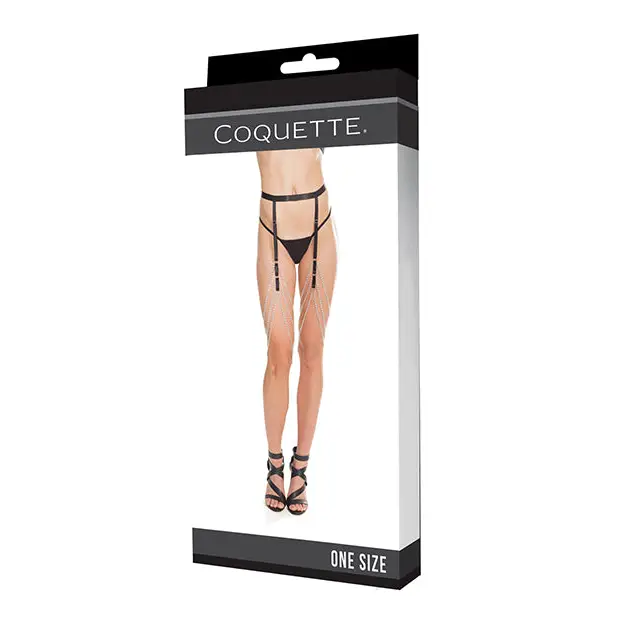 Coquette Darque Elastic & Chain Garterbelt BK O/S - Lingerie - Packaged