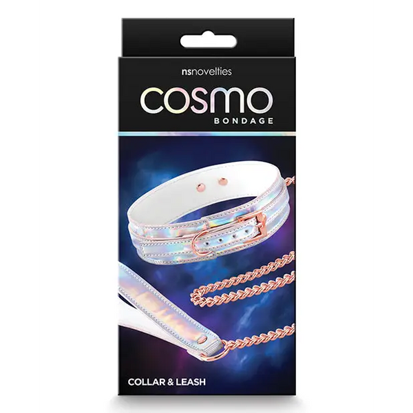 Cosmo Bondage Collar & Leash - Rainbow - Bondage Blindfolds & Restraints