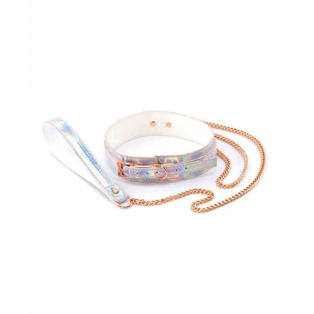 Cosmo Bondage Collar & Leash - Rainbow - Bondage Blindfolds & Restraints