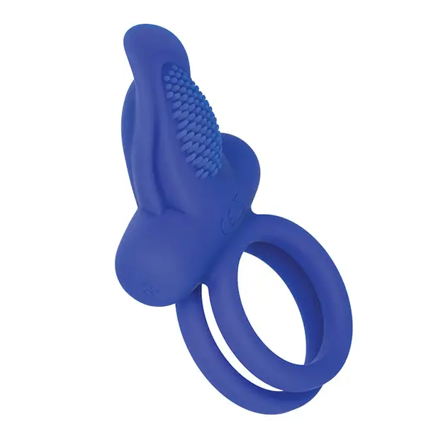 Couples Enhancers Silicone Rechargeable Dual Pleaser Enhancer - Blue - Penis Enhancement