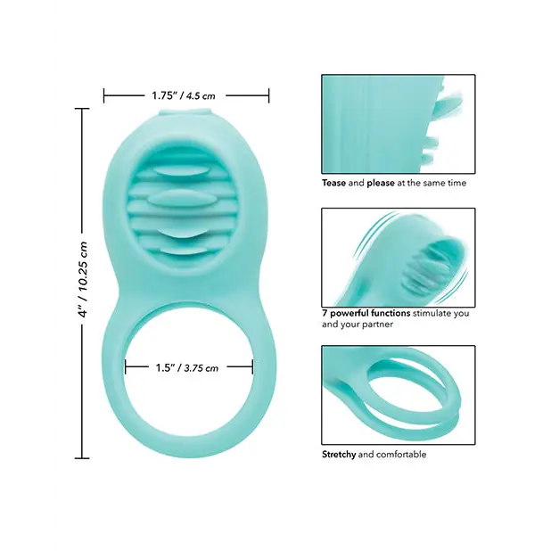 Couple’s Enhancers Silicone Rechargeable French Kiss Enhancer - Teal - Stimulators
