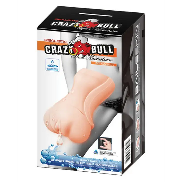 Crazy Bull No Lube Realistic Vagina Masturbator Sleeve - Ivory - Dolls & Masturbators