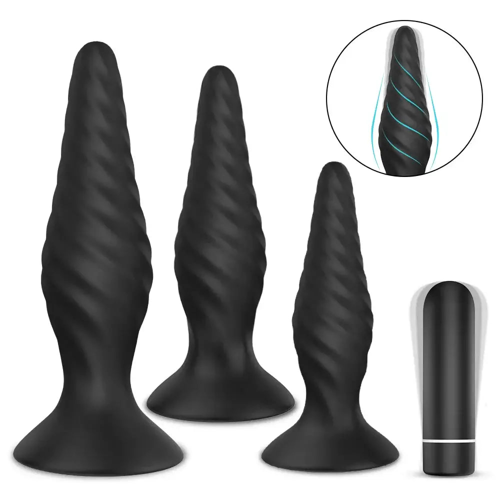 CREAMS Electric Shock Anal Pleasure Set for Couples - 130mm*78mm*26mm / Black / Silicone + ABS