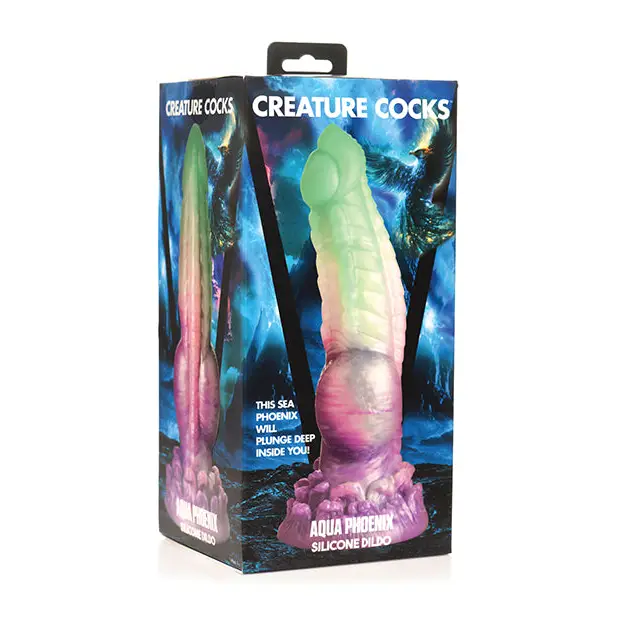 Creature Cocks Aqua Phoenix Silicone Dildo - Multi Color