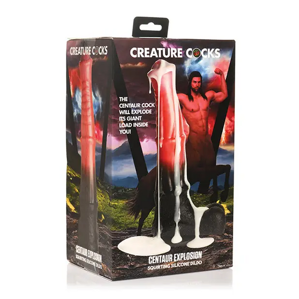 Creature Cocks Centaur Explosion Squirting Silicone Dildo - Black/Peach - Dongs & Dildos